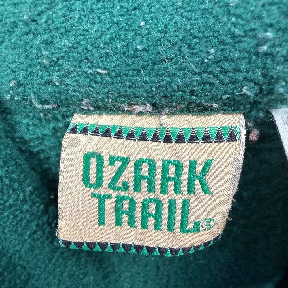 Vintage Ozark Trail‎ Jacket Mens Large Hunter Green Fleece Full Zip 90s Hiking